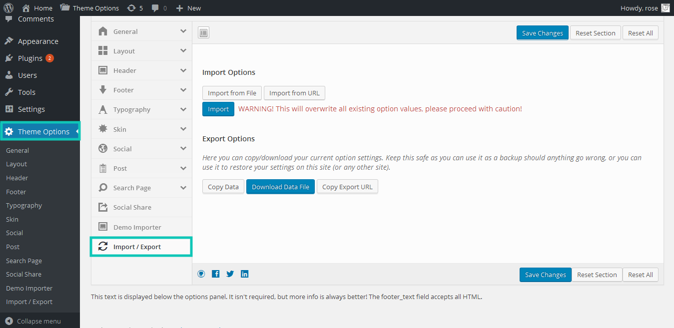 Options – Docs – Awards Blog Theme