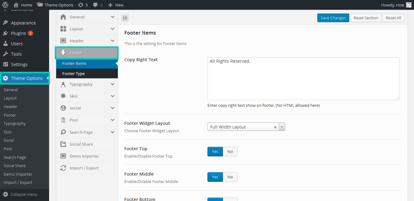 Options – Docs – Awards Blog Theme