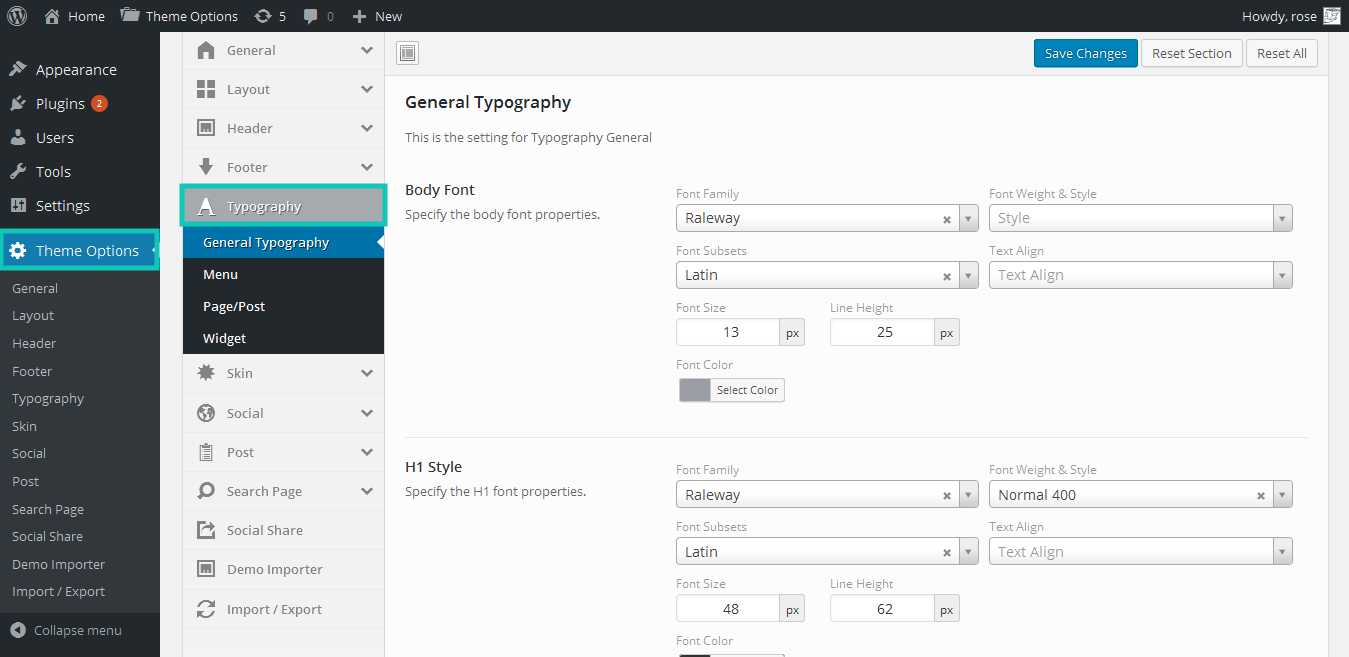 Options – Docs – Awards Blog Theme