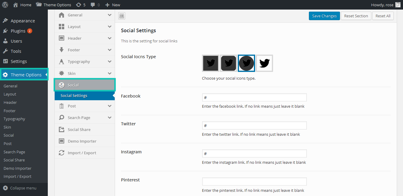 Options – Docs – Awards Blog Theme